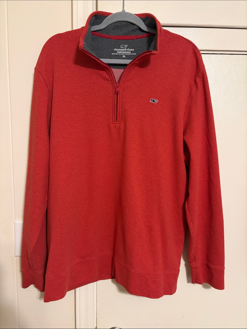 Vineyard Vines Men's Coral-Red Quarter Zip Pullover